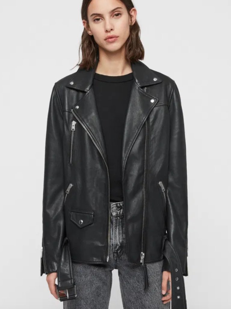All Saints Eline Oversized Leather Biker Jacket